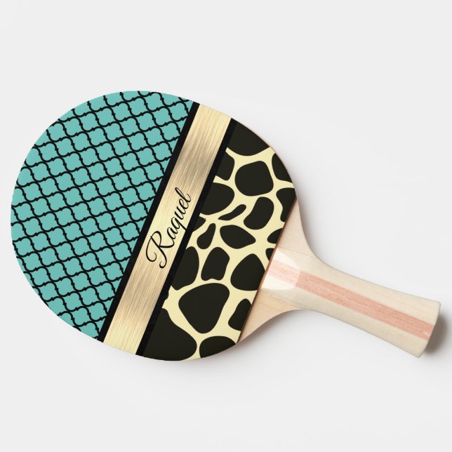 Chic Quatrefoil Giraffe Print Tischtennis Schläger (Seitenansicht)
