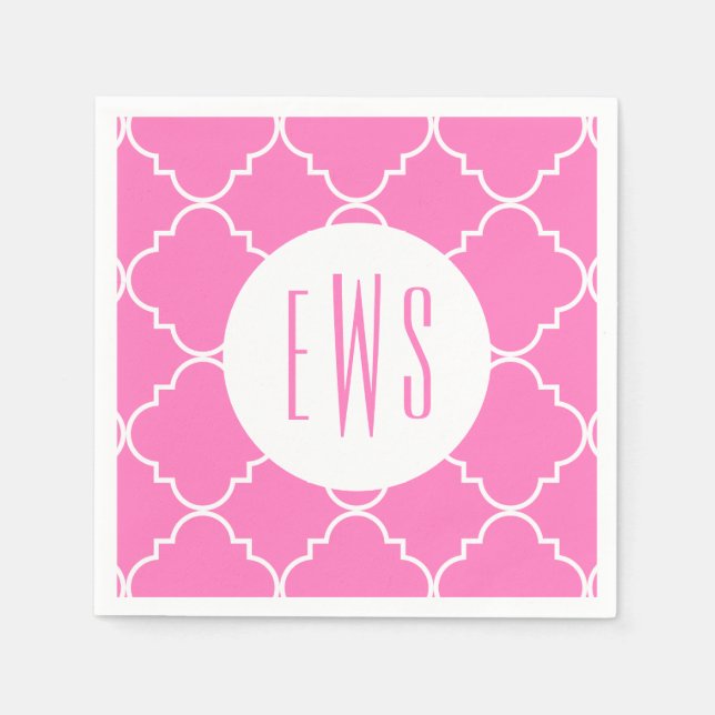 Chic Quatrefoil Monogram Party Napkins Serviette (Vorderseite)