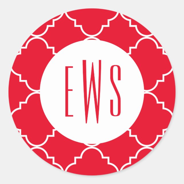 Chic Quatrefoil Monogram Stickers (Vorderseite)