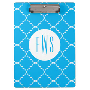 Chic Quatrefoil Monogramm Clipboard Klemmbrett
