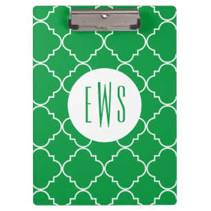 Chic Quatrefoil Monogramm Clipboard Klemmbrett