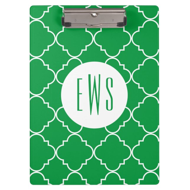 Chic Quatrefoil Monogramm Clipboard Klemmbrett (Vorderseite)