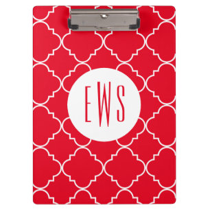 Chic Quatrefoil Monogramm Clipboard Klemmbrett