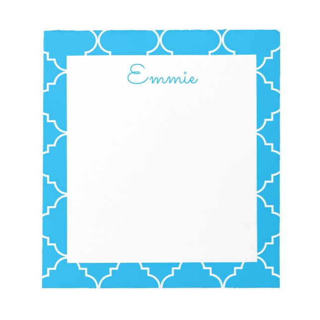 Chic Quatrefoil Personalisiert Notepad Notizblock (Vorderseite)