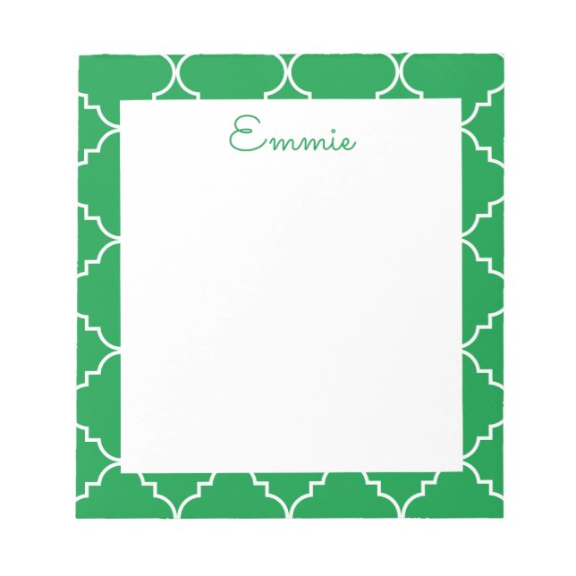 Chic Quatrefoil Personalisiert Notepad Notizblock (Vorderseite)