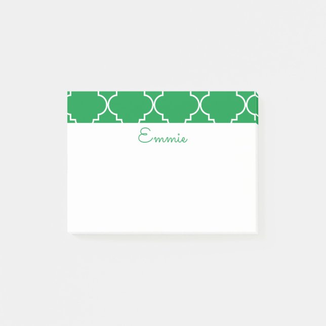 Chic Quatrefoil Personalisiert Post-It Notepad Klebezettel (Vorderseite)