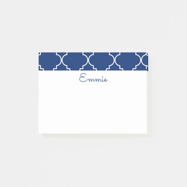 Chic Quatrefoil Personalisiert Post-It Notepad Klebezettel (Vorderseite)