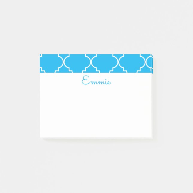 Chic Quatrefoil Personalisiert Post-It Notepad Post-it Klebezettel (Vorderseite)