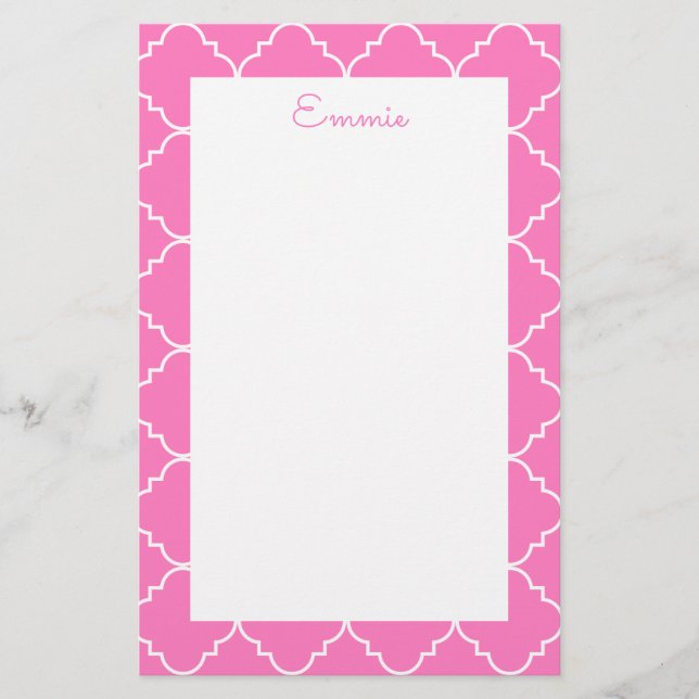 Chic Quatrefoil Personalisiert Stationery (Vorderseite)