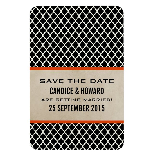 Chic Quatrefoil Save the Date Magnet, Orange Magnet (Vertikal)