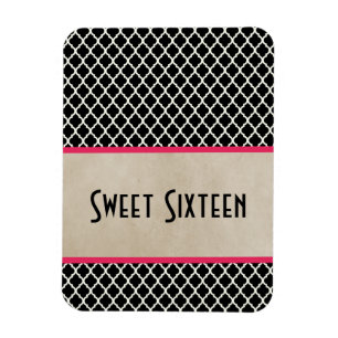 Chic Quatrefoil Sweet 16 Magnet, Pink Magnet