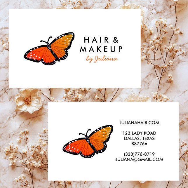 Chic Queen Butterfly Elegantes Orange & Black Visitenkarte (Chic Queen Butterfly Elegant Orange & Black Business Card
)