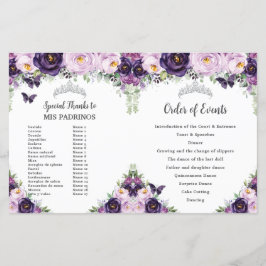 Chic Quinceañera Lila Floral Butterfells Programm