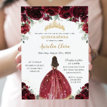 Chic Quinceañera Rich Burgundy Rote Floral Prinzes