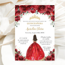 Chic Quinceañera Rote Florale Rose Princess Tiara