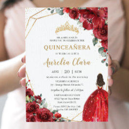 Chic Quinceañera Rote Rosen Blume Blumenprinzessin Einladung