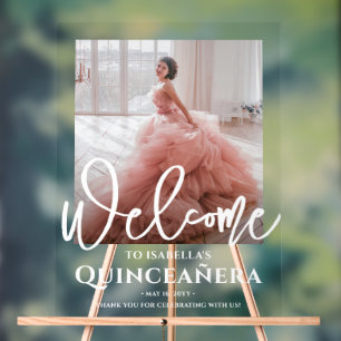 Chic Quinceañera Willkommen Foto 15. Geburtstagspa Acrylschild