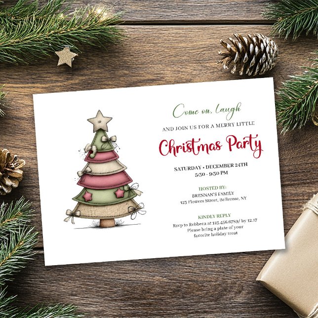 Chic Quirky Christmas Tree Holiday Party Invite Einladung (Chic Quirky Christmas Tree Holiday Party Invite)