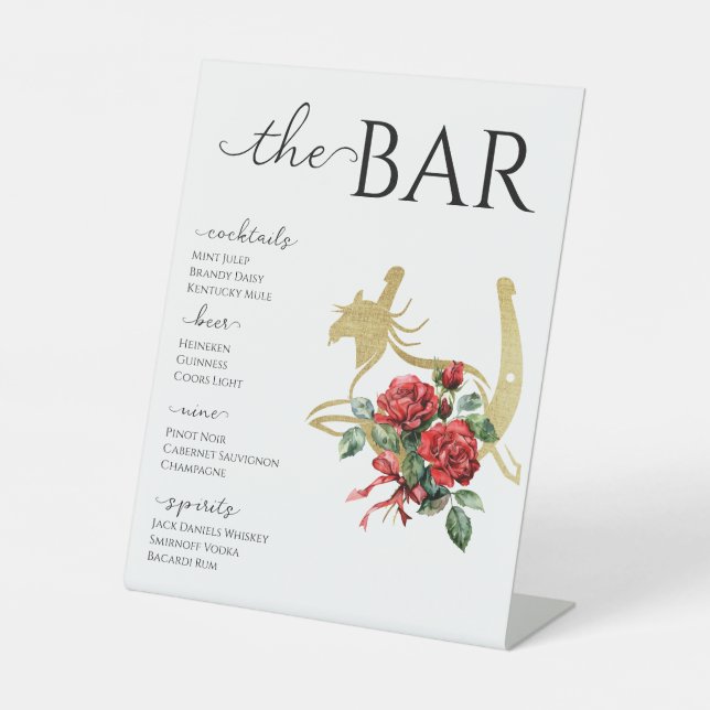 Chic Race Horse Derby & Drink Party Reitsport Bar Sockelschild (Vorderseite)