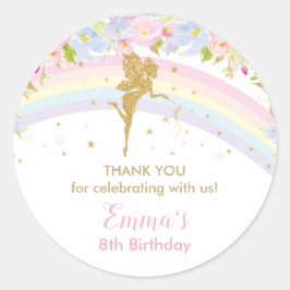 Chic Rainbow Fairy Girl Birthday Vielen Dank Runder Aufkleber