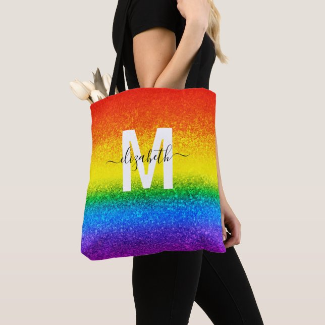 Chic Rainbow Glitzer Stripes Monogramm Name (Von Nahem)