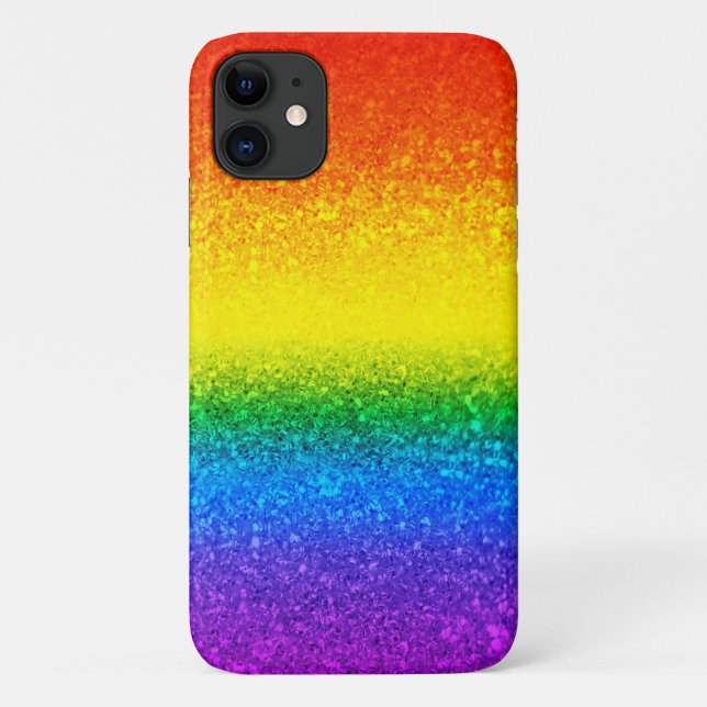 Chic Rainbow Glitzer Stripes Monogramm Name Case-Mate iPhone Hülle (Rückseite)