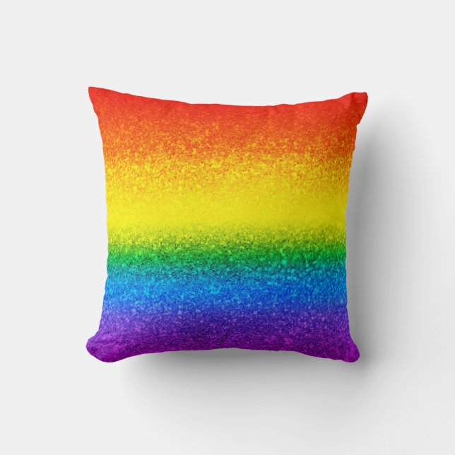 Chic Rainbow Glitzer Stripes Monogramm Name Kissen (Vorderseite)