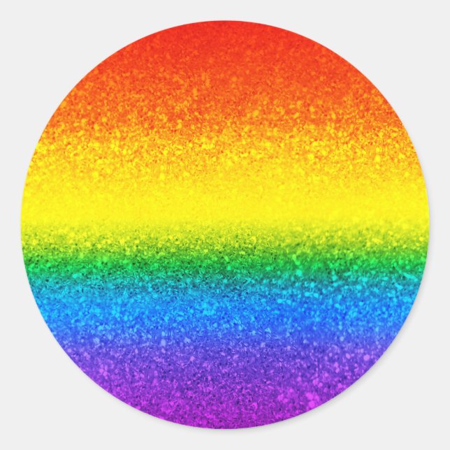 Chic Rainbow Glitzer Stripes Monogramm Name Runder Aufkleber (Vorderseite)