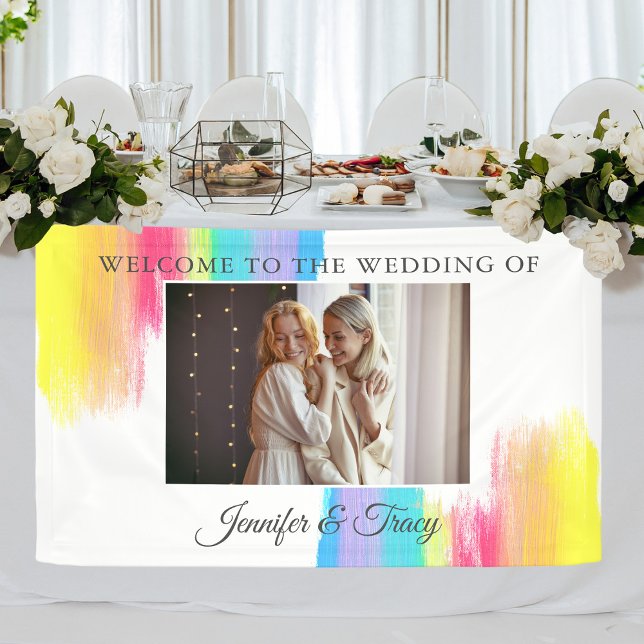 Chic Rainbow Verlobung Foto Hochzeit Willkommen Banner (Von Creator hochgeladen)