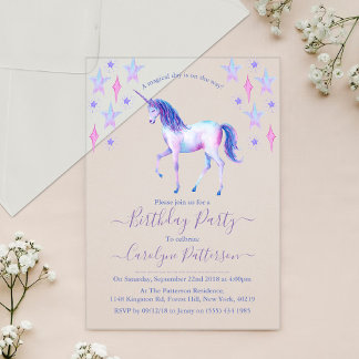Chic Rainbow Watercolor Einhorn Geburtstagsparty Acryleinladungen