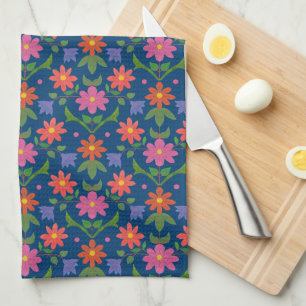 Chic Rangoli Blume Polka Dots Blue Kitetücher Geschirrtuch