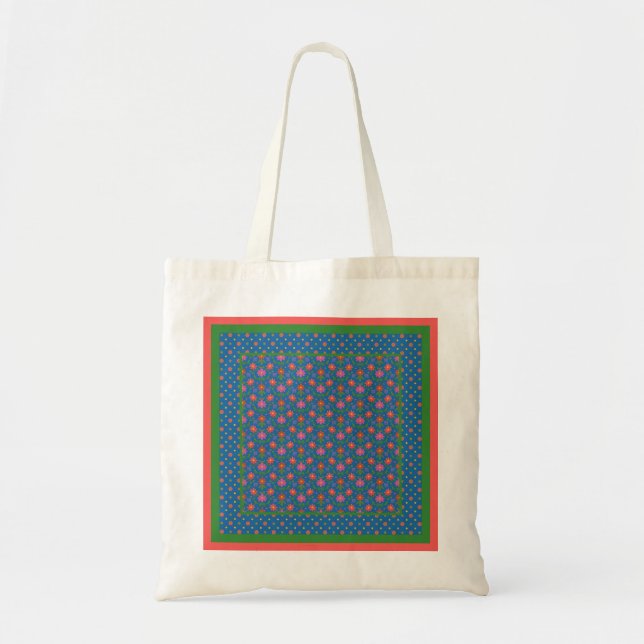 Chic Rangoli Blume, Polka Dots Budget Tote Tasche (Vorne)