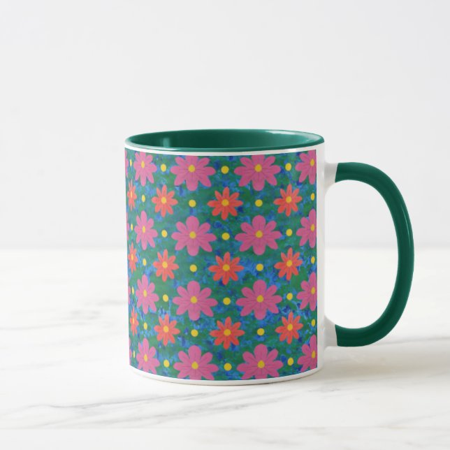Chic Rangoli Blume, Polka Dots Ringer Kaffee Tasse (Rechts)