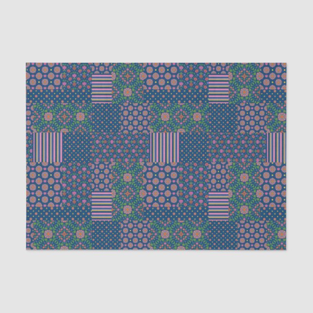 Chic Rangoli Patterns Faux Patchwork Tissue Paper Seidenpapier (Vorderseite)