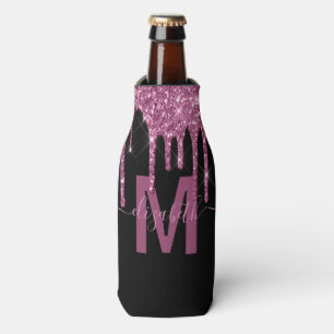 Chic Raspberry Driving Glitzer Monogram Name Flaschenkühler