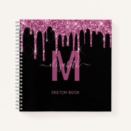 Chic Raspberry Driving Glitzer Monogram Name Notizbuch