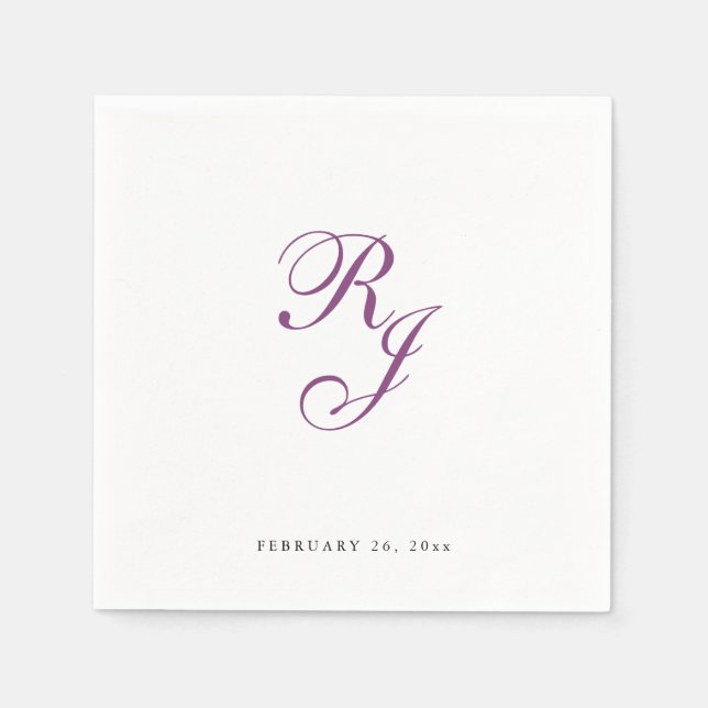 Chic Raspberry Monogram Wedding Napkins Serviette (Vorderseite)