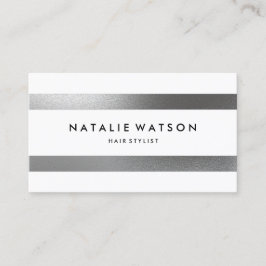 Chic raue IMITAT silberne Streifen-weißes modernes Visitenkarte