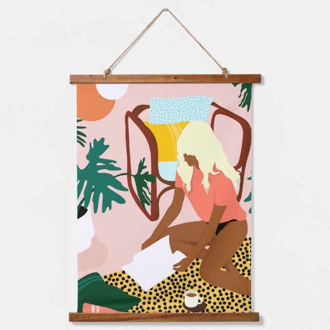 Chic Reading Corner Wandteppich Mit Holzrahmen (Vorderseite)