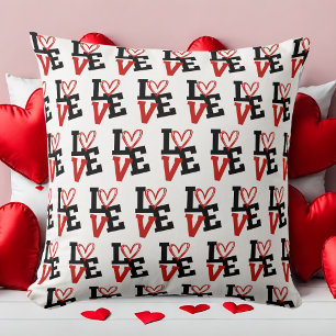 Chic Red and Black Romantic Pattern Liebe Design Kissen