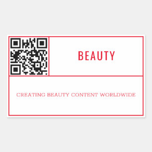 Chic Red Beauty / Fashion Brand QR Code Rechteckiger Aufkleber
