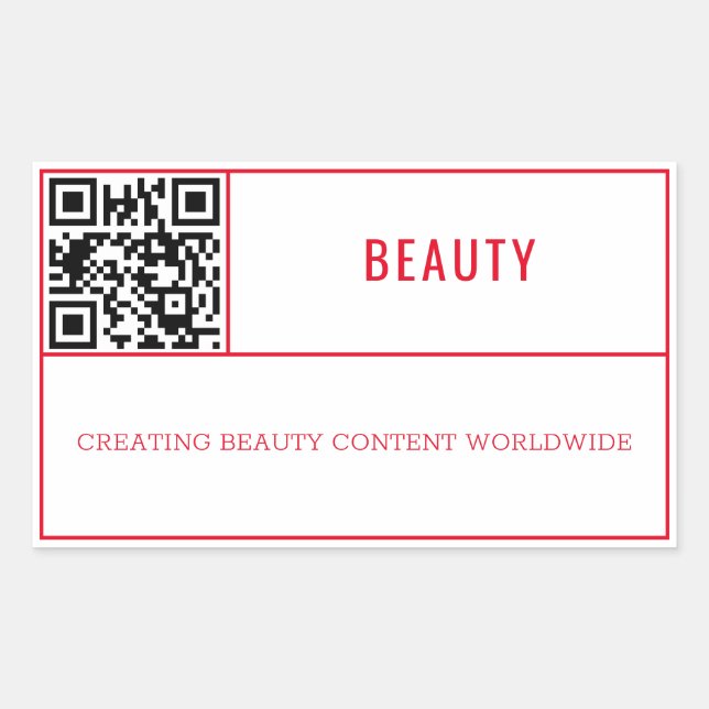 Chic Red Beauty / Fashion Brand QR Code Rechteckiger Aufkleber (Vorderseite)