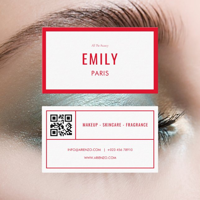 Chic Red Beauty / Fashion QR Code Business Card Visitenkarte (Von Creator hochgeladen)
