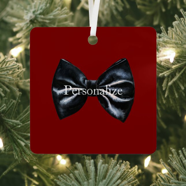 Chic Red Black Bow Krawatte Personalisiert Ornament Aus Metall (InSitu)
