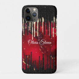Chic red black drippings Glitzer monogram Case-Mate iPhone Hülle