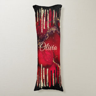 Chic red black drippings Glitzer monogram Seitenschläferkissen