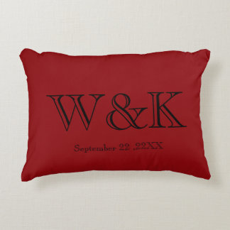Chic red black monogram wedding keepsake  dekokissen