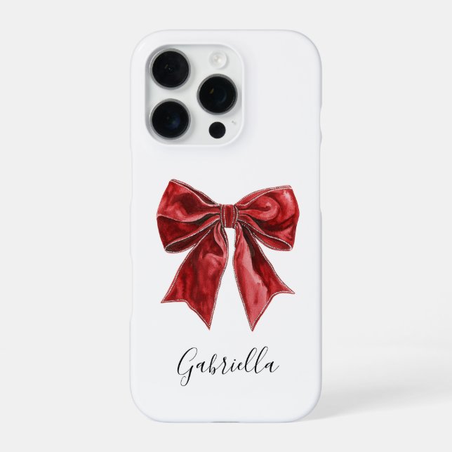 Chic Red Bow Personalisiert iPhone Hülle (Rückseite)
