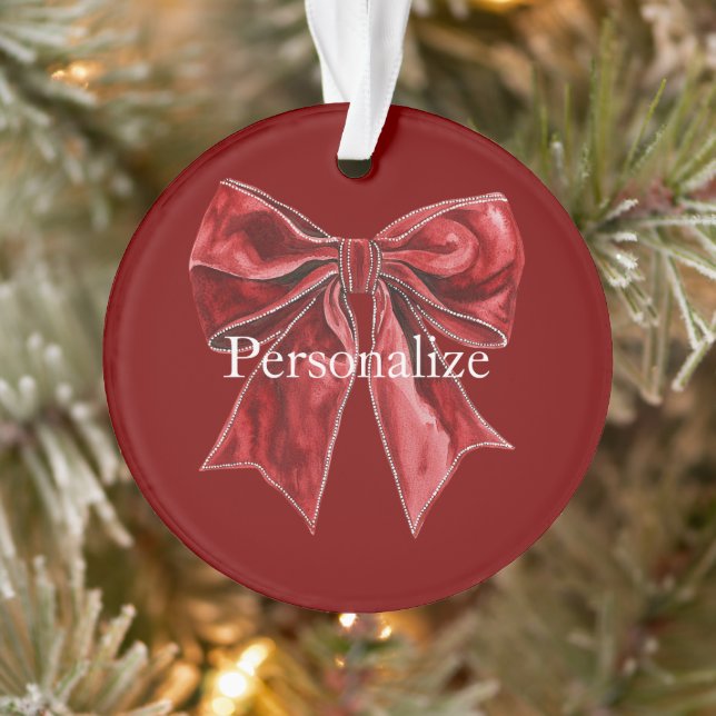 Chic Red Bow Personalisiert Ornament (Baum)