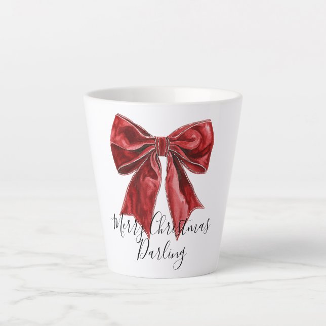 Chic Red Bow Personalisierte Weihnachten Milchtasse (Vorderseite)